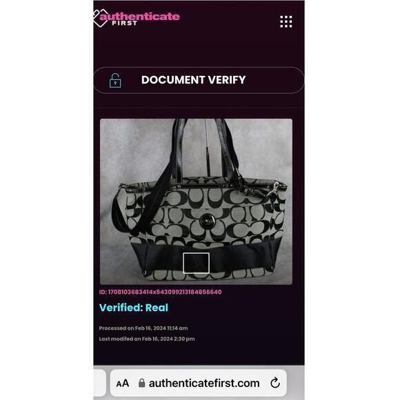 Coach F19202 Grey/Black Signature & Leather Trim Baby Bag/Tote Bag - Picture 7 of 8